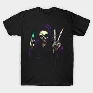 Grim Reaper Peace Hand Sign T-Shirt